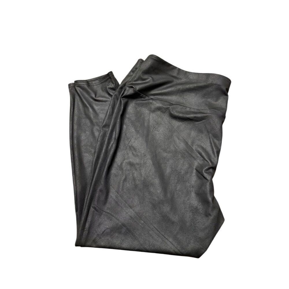 Terra & Sky Black Faux Leather Leggings 20W